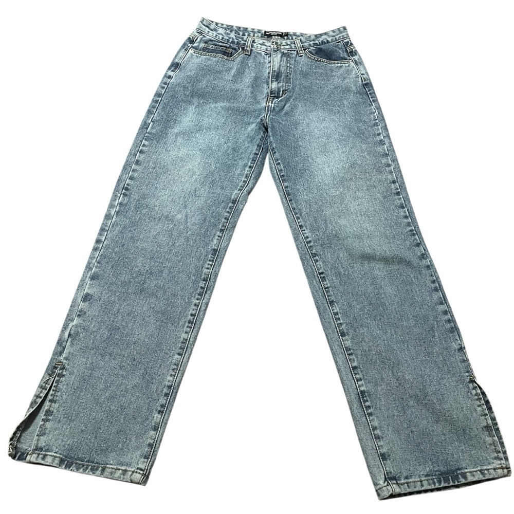 PrettyLittleThing Light Blue Relaxed Wide Leg Jeans High Rise Size 8 90s Mom